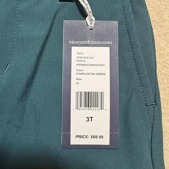 Vineyard Vines Pants Boys 4 Charleston Green Performance Breaker Chino Stretch - Picture 5 of 12